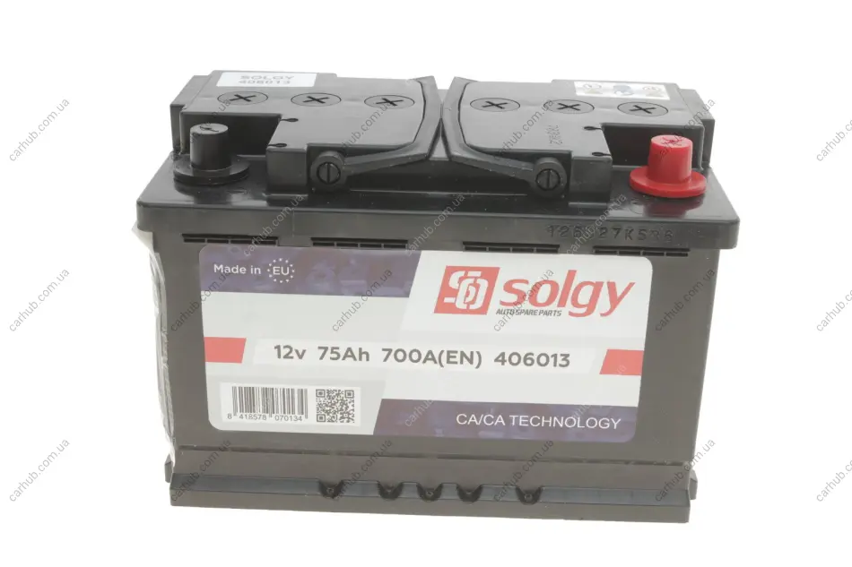 Акумуляторна батарея 75Ah/700A (278x175x190/+R) SOLGY Solgy 406013 (фото 1)