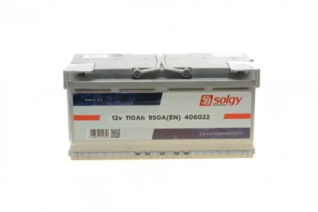 Акумуляторна батарея 110Ah/950A (395x175x190/+R) SOLGY Solgy 406022
