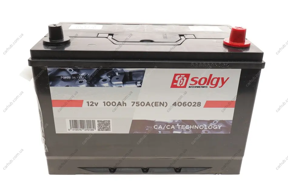 Акумуляторна батарея 100Ah/750A (303x175x227/+R/B01) (Азія) SOLGY Solgy 406028 (фото 1)