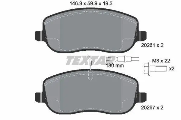 Комплект гальмівних колодок передн, CITROEN C8, JUMPY I FIAT SCUDO, ULYSSE LANCIA PHEDRA PEUGEOT 807, EXPERT 1.6-2.2D 10.95- TEXTAR 2026101 (фото 1)
