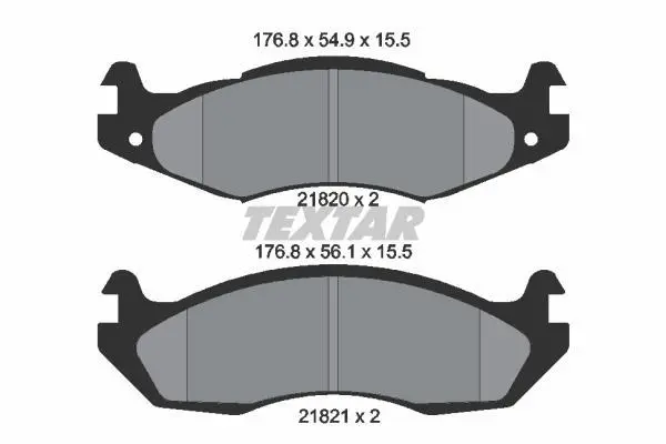 Комплект гальмівних колодок передн, CHEVROLET CAPRICE HUMMER HUMMER H1 JEEP CHEROKEE, CJ5 - CJ8, COMANCHE, GRAND WAGONEER, WRANGLER I 2.1D-6.5D 09.79-12.04 TEXTAR 2182001 (фото 1)