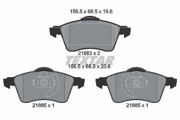 Комплект гальмівних колодок передн, VW CALIFORNIA T4 CAMPER, TRANSPORTER T4 1.9D-2.8 07.90-06.03 TEXTAR 2188302 (фото 1)