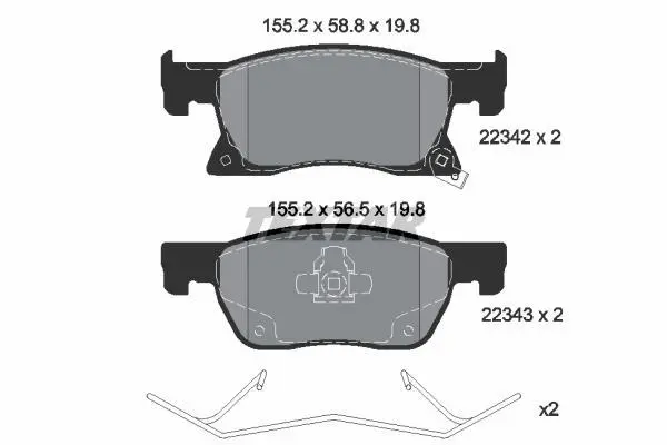 Комплект гальмівних колодок передн (з комплектуючими), OPEL ASTRA K 1.0-1.6D 06.15-12.21 TEXTAR 2234201 (фото 1)