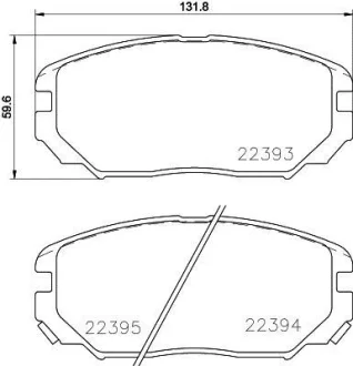 Комплект гальмівних колодок передн, HYUNDAI SONATA V, TUCSON KIA OPIRUS 2.0-3.8 06.04-10.12 TEXTAR 2239301
