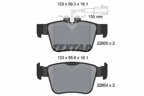 Комплект гальмівних колодок задн, ALFA ROMEO GIULIA, STELVIO CITROEN SAXO, XSARA, ZX MASERATI GHIBLI III, LEVANTE PEUGEOT 205 II, 306, 309 I, 309 II 1.6-3.8 10.86- TEXTAR 2260501
