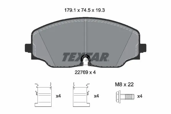 Комплект гальмівних колодок передн, VW ATLAS 2.0/3.6 12.16- TEXTAR 2276901 (фото 1)