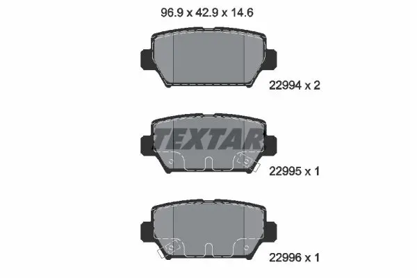 Комплект гальмівних колодок задн, MITSUBISHI ECLIPSE CROSS 1.5-2.4H 10.17- TEXTAR 2299401 (фото 1)