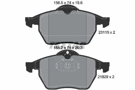 Комплект гальмівних колодок передн, CHEVROLET VECTRA OPEL CALIBRA A, VECTRA B SAAB 900 II, 9-3, 9-5 1.6-3.0D 08.91-12.09 TEXTAR 2311502