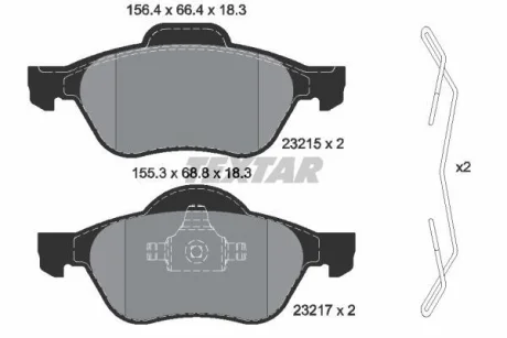 Комплект гальмівних колодок передн, RENAULT LAGUNA, LAGUNA II, LAGUNA III, MEGANE II, SCENIC II, TWINGO II, WIND 1.2-2.0D 03.01-12.15 TEXTAR 2321502