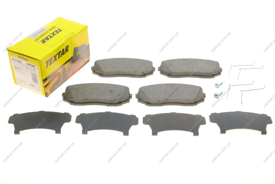 Комплект гальмівних колодок передн, MAZDA CX-7, CX-9 MITSUBISHI ECLIPSE CROSS, GRANDIS, L200 / TRITON, OUTLANDER III, OUTLANDER IV, PAJERO PININ I 1.5-3.7 10.99- TEXTAR 2351505 (фото 1)