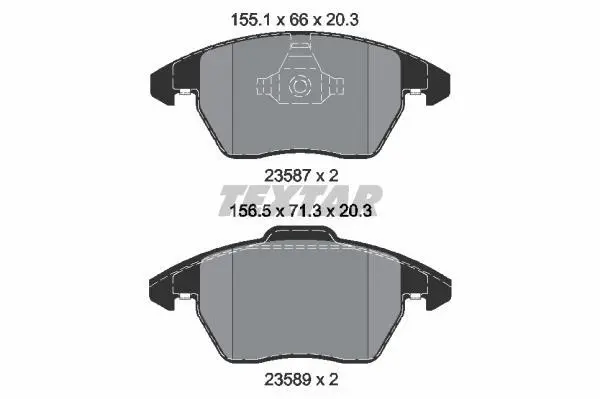 Комплект гальмівних колодок передн, AUDI A1, A3, TT SEAT ALTEA, ALTEA XL, LEON, TOLEDO III VW BEETLE, CC B7, GOLF PLUS V, GOLF VI, JETTA III, JETTA IV, PASSAT ALLTRACK B7 1.0-3.6 02.03-03.20 TEXTAR 2358704 (фото 1)