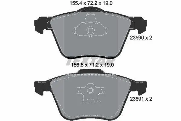 Комплект гальмівних колодок передн, VOLVO S60 I, S80 I, V70 II, XC90 I 2.0-4.4 01.99-12.14 TEXTAR 2359001 (фото 1)