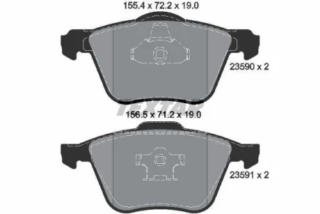 Комплект гальмівних колодок передн, VOLVO S60 I, S80 I, V70 II, XC90 I 2.0-4.4 01.99-12.14 TEXTAR 2359001