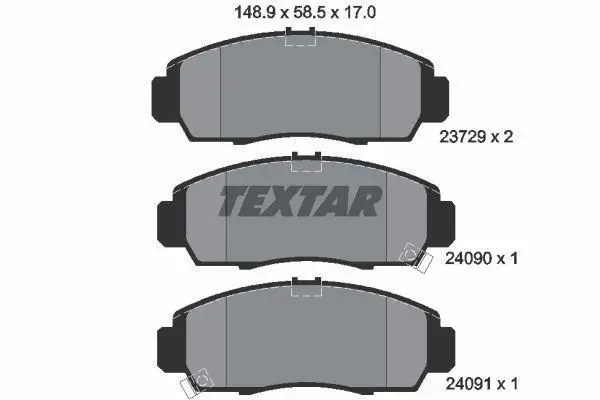 Комплект гальмівних колодок передн, ACURA RL, TL, TSX HONDA ACCORD IX, ACCORD VII, AVANCIER, CIVIC IX, CIVIC VII, CIVIC VIII, CROSSROAD, LEGEND IV, STEPWGN, STREAM 1.4-3.5 10.95- TEXTAR 2372901 (фото 1)