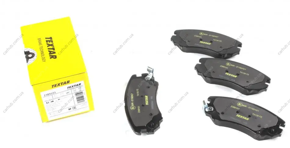 Комплект гальмівних колодок передн, HYUNDAI COUPE II, ELANTRA III, ELANTRA IV, SONATA IV, SONATA V, TIBURON, TUCSON KIA MAGENTIS I, MAGENTIS II, OPTIMA, SOUL I, SPORTAGE II 1.6-2.7 06.00-12.15 TEXTAR 2389101 (фото 1)
