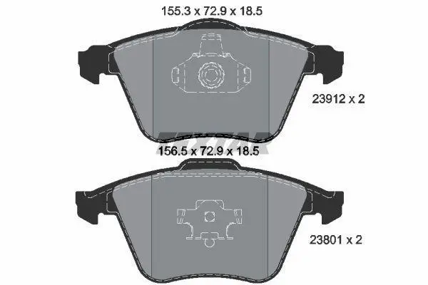 Комплект гальмівних колодок передн, VOLVO C30, C70 II, S40 II, V40, V50 FORD FOCUS II MAZDA 3 SAAB 9-3, 9-3X 1.5-Electric 09.02-08.19 TEXTAR 2391201 (фото 1)