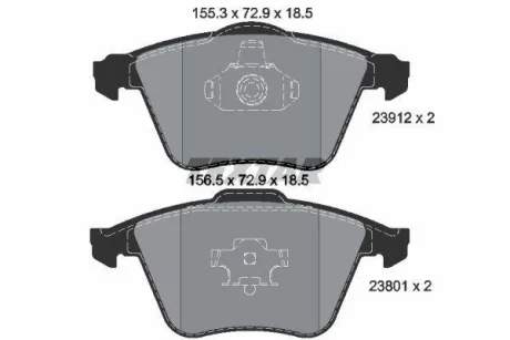 Комплект гальмівних колодок передн, VOLVO C30, C70 II, S40 II, V40, V50 FORD FOCUS II MAZDA 3 SAAB 9-3, 9-3X 1.5-Electric 09.02-08.19 TEXTAR 2391201