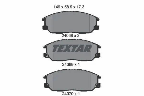 Комплект гальмівних колодок передн, HYUNDAI H-1 CARGO, TERRACAN KIA SORENTO I LADA NIVA TRAVEL SSANGYONG KYRON SUZUKI IGNIS II 1.5-3.5 11.01- TEXTAR 2406801 (фото 1)