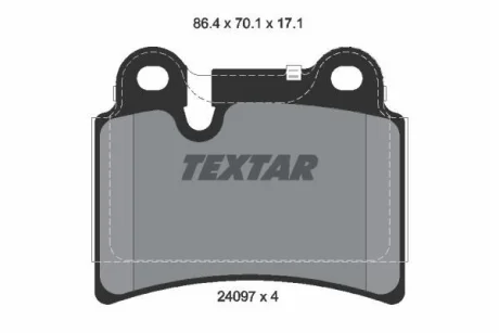 Комплект гальмівних колодок задн, VW TOUAREG 2.5D-6.0 10.02-03.18 TEXTAR 2409701