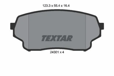 Комплект гальмівних колодок передн, SUZUKI GRAND VITARA I 2.0D 02.01-09.05 TEXTAR 2430101