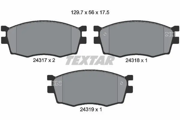 Комплект гальмівних колодок передн, HYUNDAI ACCENT III, I20 I KIA RIO II 1.1D-1.6D 03.05-12.15 TEXTAR 2431701 (фото 1)