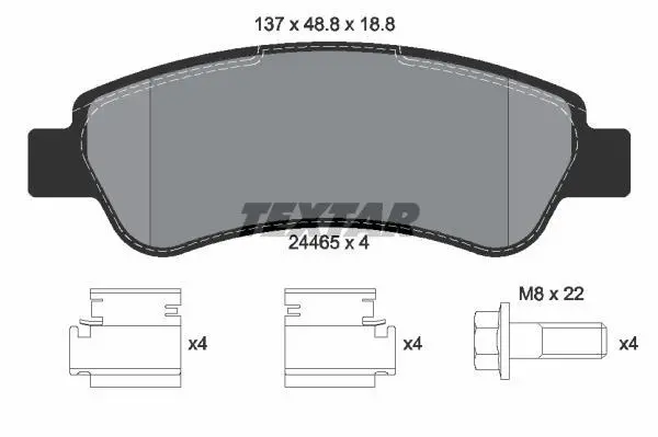 Комплект гальмівних колодок задн, CITROEN JUMPER III FIAT DUCATO OPEL MOVANO C PEUGEOT BOXER 2.0D-3.0D 04.06- TEXTAR 2446501 (фото 1)