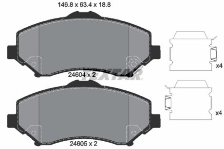 Фото комплект гальмівних колодок передн, CHRYSLER GRAND VOYAGER V, TOWN & COUNTRY, VOYAGER V DODGE GRAND, JOURNEY, NITRO FIAT FREEMONT JEEP CHEROKEE, WRANGLER III VW ROUTAN 2.0D-4.0 01.06- TEXTAR 2460401 Комплект гальмівних колодок передн, CHRYSLER GRAND VOYAGER V, TOWN & COUNTRY, VOYAGER V DODGE GRAND, JOURNEY, NITRO FIAT FREEMONT JEEP CHEROKEE, WRANGLER III VW ROUTAN 2.0D-4.0 01.06- TEXTAR 2460401