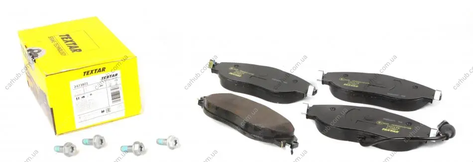 Комплект гальмівних колодок передн, SEAT ALHAMBRA SKODA OCTAVIA III, SUPERB II, SUPERB III VW ARTEON, ARTEON SHOOTING BRAKE, CADDY V, CC B7, GOLF VII, PASSAT B6, PASSAT B7 1.0-3.6 02.08- TEXTAR 2473801 (фото 1)
