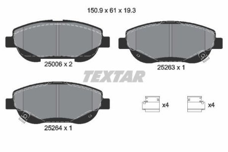 Колодки гальмівні (передні) Toyota Avensis 2.0D/2.2D 09- (Bosch) Q+ TEXTAR 2500601 (фото 1)