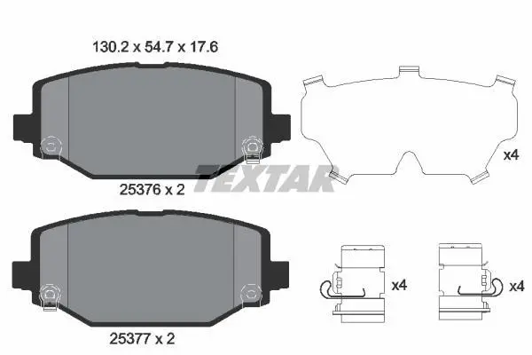 Комплект гальмівних колодок задн, CHRYSLER GRAND VOYAGER V, TOWN & COUNTRY, VOYAGER V DODGE GRAND, JOURNEY FIAT FREEMONT LANCIA VOYAGER VW ROUTAN 2.0D-4.0 06.07- TEXTAR 2537601 (фото 1)