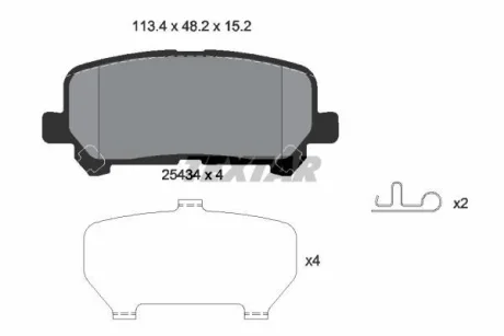 Комплект гальмівних колодок задн, ACURA MDX CHEVROLET TRAILBLAZER HONDA ODYSSEY, PILOT 2.8D-3.7 10.06- TEXTAR 2543401