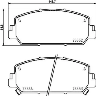 Комплект гальмівних колодок передн (без сертифікату ECE R90), ACURA RDX 3.5 09.11-08.18 TEXTAR 2555201