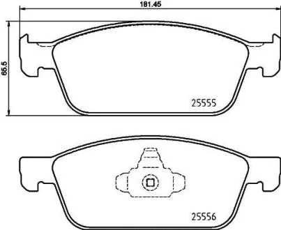 Комплект гальмівних колодок передн, FORD FOCUS III, KUGA II, TOURNEO CONNECT V408 NADWOZIE WIELKO, TRANSIT CONNECT, TRANSIT CONNECT V408 FORD USA FOCUS 1.0-2.0D 09.04- TEXTAR 2555501