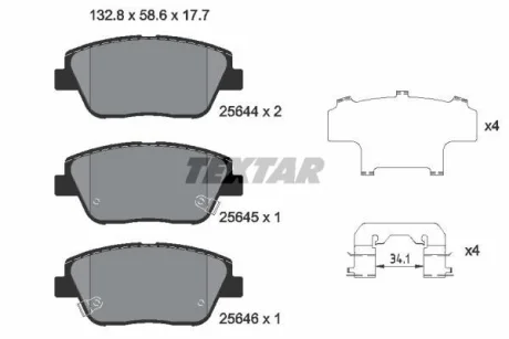 Комплект гальмівних колодок передн, HYUNDAI GRANDEUR, SONATA VI KIA OPTIMA 1.7D-3.0 06.10-12.17 TEXTAR 2564401