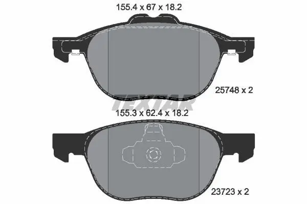 Комплект гальмівних колодок передн, FORD C-MAX, C-MAX II, ECOSPORT, FOCUS C-MAX, FOCUS II, FOCUS III, GRAND C-MAX, KUGA I, KUGA II, TOURNEO CONNECT V408 NADWOZIE WIELKO 1.0-2.5 10.03- TEXTAR 2574801 (фото 1)