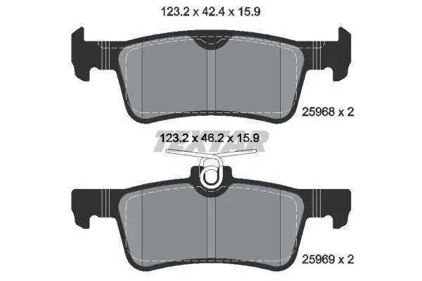 Комплект гальмівних колодок задн, PEUGEOT 308, 308 II 1.2-2.0D 09.13-06.21 TEXTAR 2596801 (фото 1)