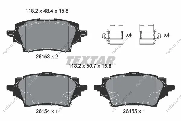 Колодки гальмівні (задні) Toyota C-HR/Corolla/Yaris 19-/Suzuki Swace 20- (TRW) Q+ TEXTAR 2615301 (фото 1)