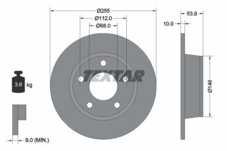 Диск гальмівний задн Лів/Прав AUDI A6 C5 1.8-3.0 02.97-01.05 TEXTAR 92104103