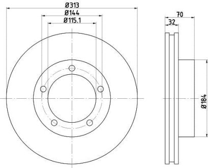 Диск тормозной (передний) Toyota Land Cruiser 100 4.2TD/4.7 98-07 (313x32) PRO TEXTAR 92108103