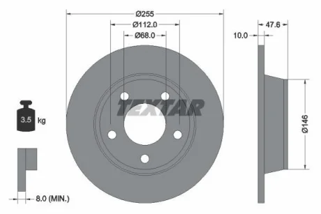 Диск гальмівний задн лів/прав AUDI A6 C5, ALLROAD C5 1.8-3.0 02.97-08.05 TEXTAR 92117303