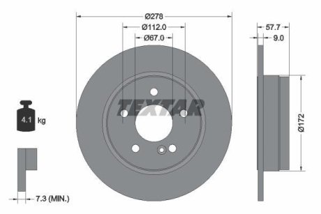 Диск тормозной (задний) MB C-class (W204/S204/C204) 07- (278x9) PRO TEXTAR 92163103