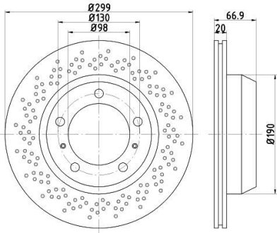 Диск гальмівний (задній) Porsche 718/Boxster/Cayman 2.0-3.4 04- (299x20) PRO TEXTAR 92165303