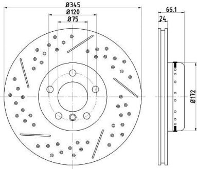 Диск гальмівний (задній) BMW 3 (F30/F80) 12-18 (345x24) PRO+ B38/B47/B48/N20/N47 TEXTAR 92265225
