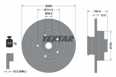 Диск тормозной TEXTAR 92268903 (фото 1)