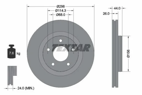 Диск гальмівний передн лів/прав NISSAN JUKE, PULSAR 1.6 06.10- TEXTAR 92285905