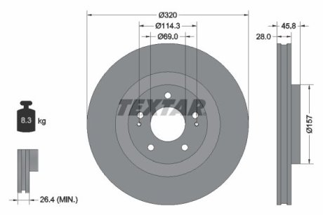 Диск тормозной TEXTAR 92306503 (фото 1)