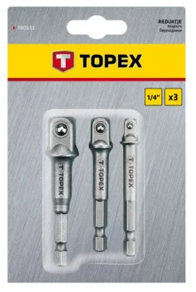 Набір перехідників для шуруповерта M6x1/2"-1/4"-3/8" 3 од. TOPEX Topex 38D151