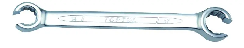 (EN) Double-ended flare nut wrench 12-кутна, 14x17, тип: пряме, 15°, довжина: 190 мм, 1 шт, для гальмівіних трубок / для гідравлічних шлангів / для паливних ліній / (EN) for flare nut Toptul AEEA1417 (фото 1)