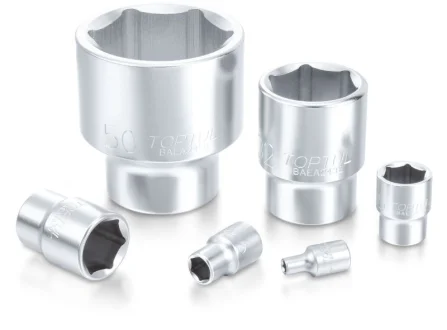 Насадка 1/2" (12,5 мм), 6-кутна, розмір насадок 6/12-кутних (мм): 9 мм, довжина: 38 мм, тип: A, обробка: дзеркало / сатинний хром Toptul BAEA1609