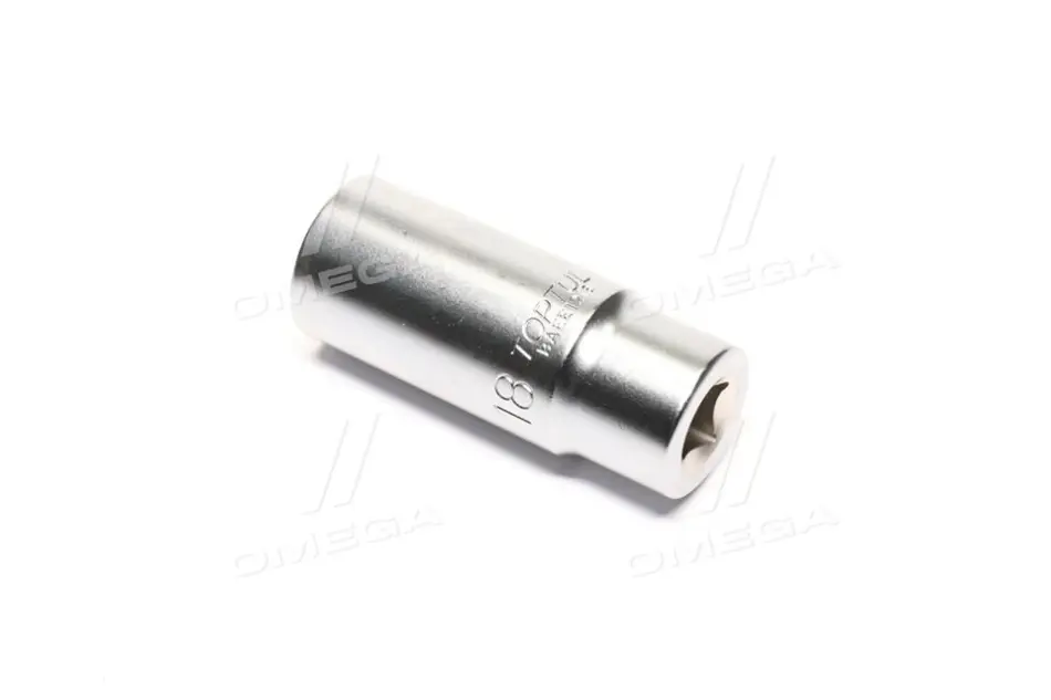 Насадка 3/8" (10 мм) 6-кутна, 1 шт, розмір насадок 6/12-кутних (мм): 18 мм, довжина 63мм Toptul BAEE1218 (фото 1)